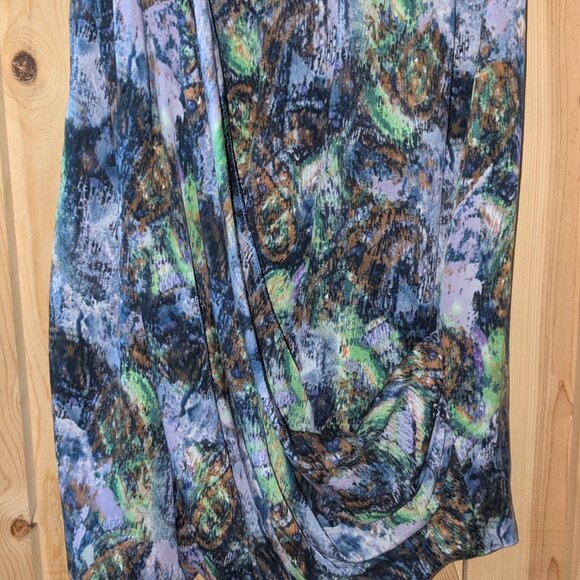 CATHERINE MALANDRINO Silk Sleeveless Dress Size 10 Sheath Knee Length V Neck Zip - Picture 6 of 13